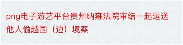 png电子游艺平台贵州纳雍法院审结一起运送他人偷越国（边）境案